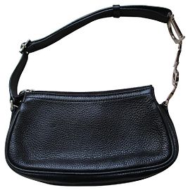 Christian Dior Borsa a tracolla/Pochette in pelle nera. Nero