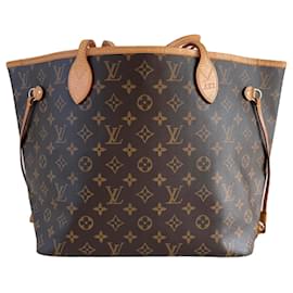Louis Vuitton-Louis Vuitton Neverfull MM monogram rose ballerine shoulderbag tote canvas vintage-Brown,Pink