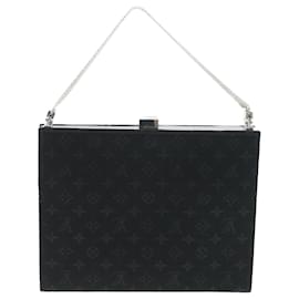 Louis Vuitton-LOUIS VUITTON Monogram Satin Ange MM Hand Bag Black M92101 LV Auth 38183a-Black
