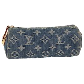 Louis Vuitton-LOUIS VUITTON Monograma Denim Trousse Speedy GM Bolsa Azul M95081 Autenticação de LV 38201-Azul