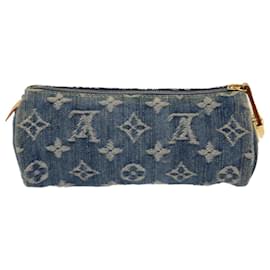 Louis Vuitton-LOUIS VUITTON Monograma Denim Trousse Speedy GM Bolsa Azul M95081 Autenticação de LV 38201-Azul