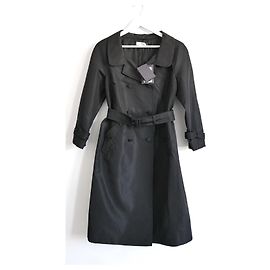 Prada Archival Fall 2006 Satin Trench Coat Black