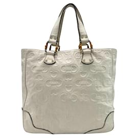 Gucci-Gucci Handbag Tote Bamboo Details-White