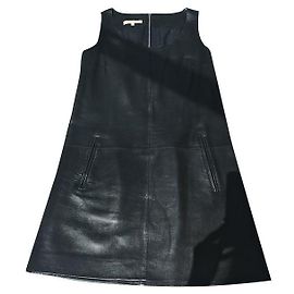 Robe en cuir Michael Kors 1 ligne défilé Noir