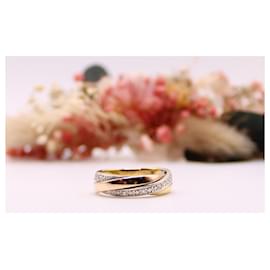 Autre Marque-Bague 3 ors 750%o style anneaux entrelacés et diamants-Bijouterie dorée