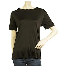 Dondup-Dondup Blusa negra de viscosa con espalda abierta y lazo Top de manga corta talla M-Negro