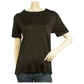 Dondup Schwarz Viskose Open Back Bow Bluse Kurzarm Top Größe M Schwarz