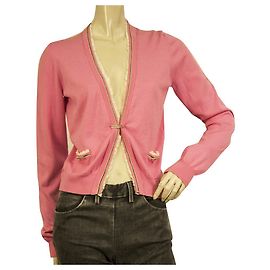 Dsquared2 Dsquared 2 Cárdigan de verano de algodón con cierre de botón rosa Cardi Top talla L Rosa