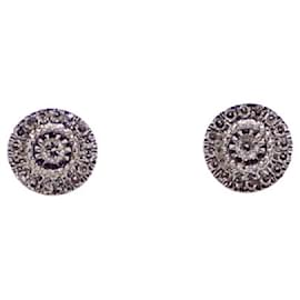 Autre Marque-White gold earrings 750%o diamond paving-Silver hardware