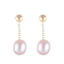 Autre Marque-Yellow gold earrings 750%o pendants with cultured pearls-Gold hardware
