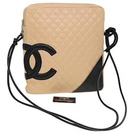 Chanel-CHANEL Cambon Line Sac à bandoulière Caviar Skin Beige CC Auth am4027-Beige