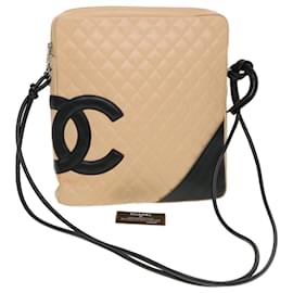 Chanel-CHANEL Cambon Line Shoulder Bag Caviar Skin Beige CC Auth am4027-Beige