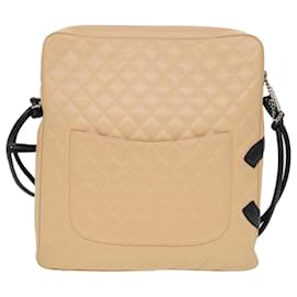 Chanel-CHANEL Cambon Line Shoulder Bag Caviar Skin Beige CC Auth am4027-Beige
