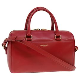 Saint Laurent-SAINT LAURENT Shoulder Bag Leather 2Way Red Auth am4031-Red
