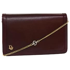 Christian Dior-Christian Dior Chain Shoulder Bag Leather Wine Red Auth rd4367-Other