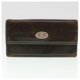 Céline-CELINE Wallet Leather 3Set Red Brown black Auth bs4413-Brown,Black,Red
