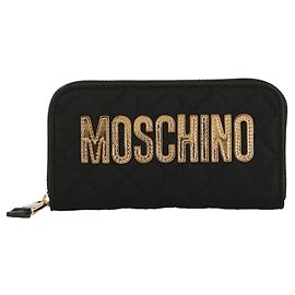 Moschino Carteira acolchoada com logo e zíper Preto