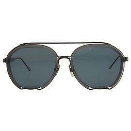 Metal estilo aviador de Thom Browne, Gafas de sol de acetato Gris