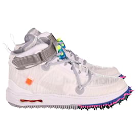 Nike-Nike Air Force 1 Collaboration Mid x Off-White en blanc synthétique/Blanc clair-Multicolore