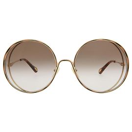 Chloé Round-Frame Metal Sunglasses Golden Metallic