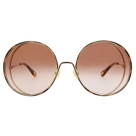 Chloé Round-Frame Metal Sunglasses Golden Metallic