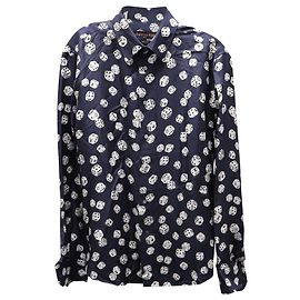 Camicia Louis Vuitton Monogram Dice Regular Fit in cotone blu navy Blu Blu navy