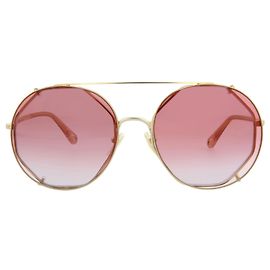 Chloé Round-Frame Metal Sunglasses Golden Metallic