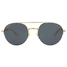 Gucci Round-Metal Frame Sunglasses Golden Metallic