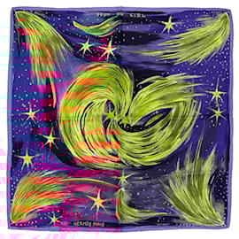 Hermès-Hermès gavroche Feux du Ciel scarf in violet, orange and dark blue silk-Multiple colors