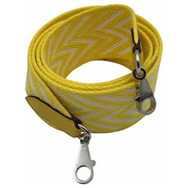 Hermès-Hermès Zigzag 50mm bag strap in yellow and white chevron canvas PHW-Yellow