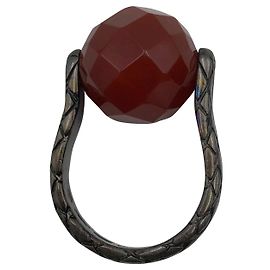 Bottega Veneta red resin ring Silvery Metallic