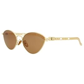 Gucci-Óculos de sol com armação de metal Gucci Cat Eye-Dourado,Metálico