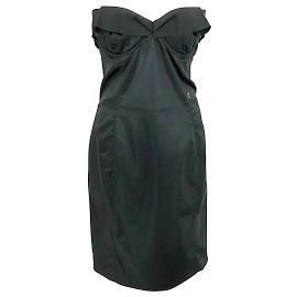 John Galliano Galliano-Kleid (trägerlos) In schwarzem Satin Schwarz