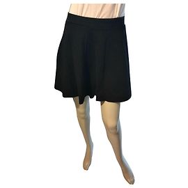 Divided Black Cotton Skirt Black