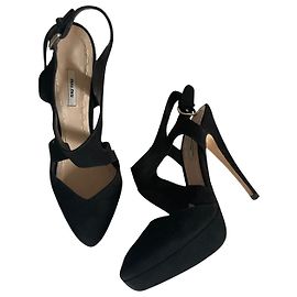 Miu Miu black suede platform heels Black