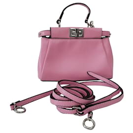 Fendi Peekaboo Micro Pink Leather Handbag Pink