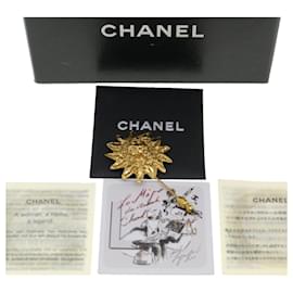Chanel-Broche CHANEL de metal dourado CC Auth 38119-Dourado