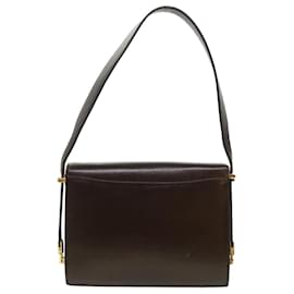 Céline-Bolsa de Ombro Celine Carruagem de Cavalo Couro Marrom Auth rd4366-Marrom