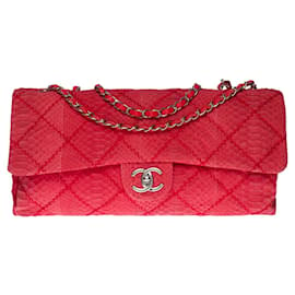Chanel-CHANEL Borse senza tempo/Classico in pitone rosso - 121354741-Rosso
