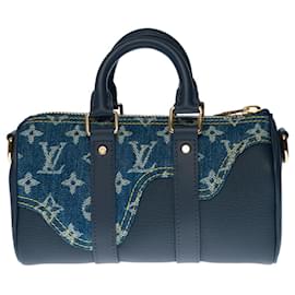 Louis Vuitton-BLUE DENIM KEEPALL TRAVEL BAG - 133217934-Blue