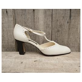 Bally-Bally scarpe vintage con barra a T come nuovo p 40,5-Bianco sporco