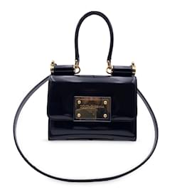 Dolce & Gabbana-Black patent leather 90s Sicily Shoulder Bag-Black