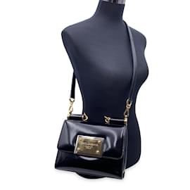 Dolce & Gabbana-Black patent leather 90s Sicily Shoulder Bag-Black