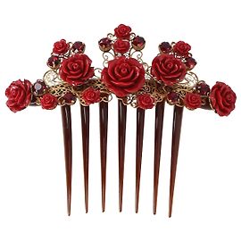 Dolce & Gabbana Pettine per capelli floreale impreziosito da cristalli Swarovski Dolce e Gabbana in plastica rossa Rosso
