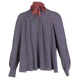 Kenzo-Kenzo Fishnet Tie Bow Top in Multicolor Print Viscose-Other