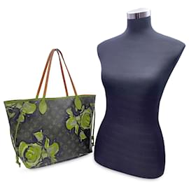 Louis Vuitton-Monogram Canvas Steven Sprouse Roses Neverfull MM Bag-Brown