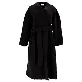 The Row Fur Coat in Black Lamb Fur Black