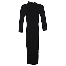 Khaite-Khaite Mischa Cut-Out Knit Midi Dress in Black Viscose-Black