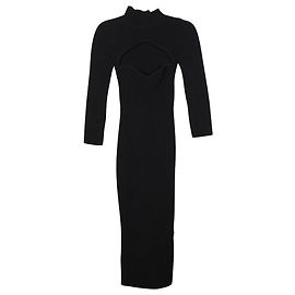 Khaite Mischa Cut-Out Strick-Midikleid aus schwarzer Viskose Schwarz