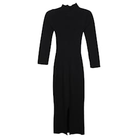 Khaite-Khaite Mischa Vestido midi de tricô recortado em viscose preta-Preto